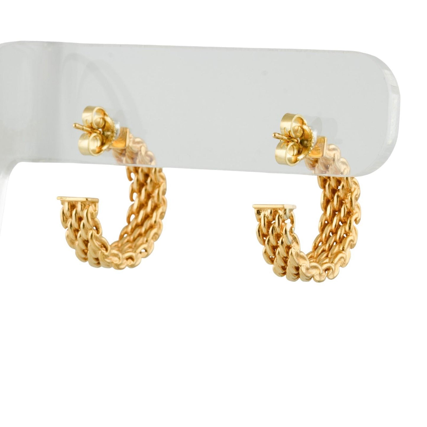Tiffany & Co. Somerset Mesh 18k Yellow Gold Huggie Hoop Earrings 8.5g