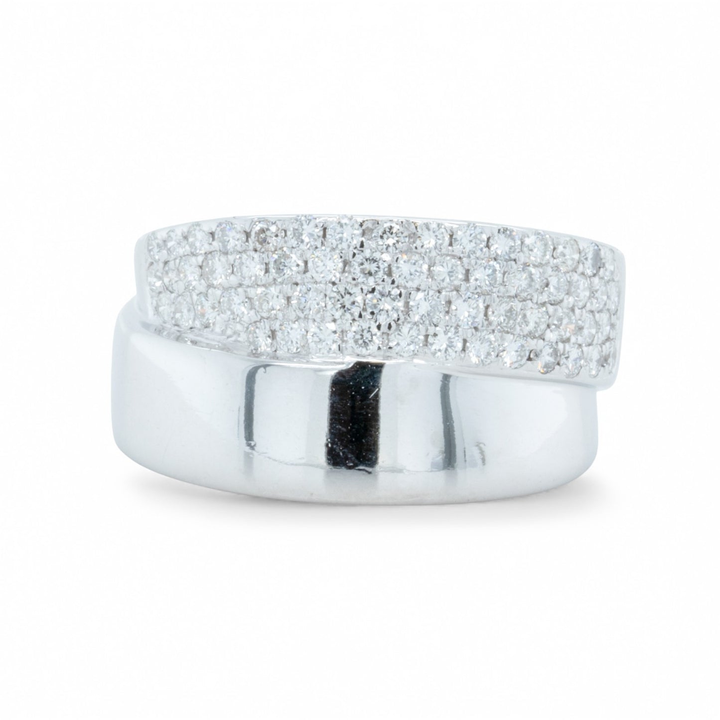 14k White Gold Pave Diamond Double Band 0.75ctw G SI1-SI2 Ring Size 8.5 8.2g