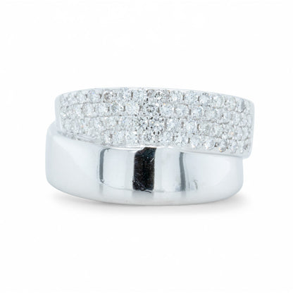 14k White Gold Pave Diamond Double Band 0.75ctw G SI1-SI2 Ring Size 8.5 8.2g