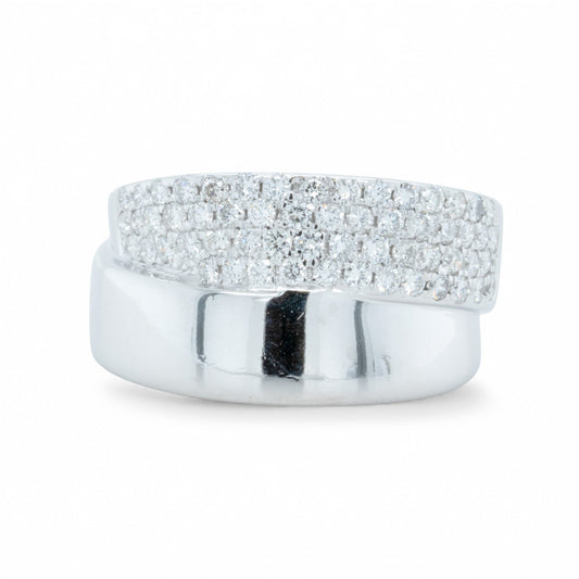 14k White Gold Pave Diamond Double Band 0.75ctw G SI1-SI2 Ring Size 8.5 8.2g