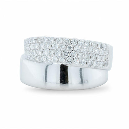 14k White Gold Pave Diamond Double Band 0.75ctw G SI1-SI2 Ring Size 8.5 8.2g