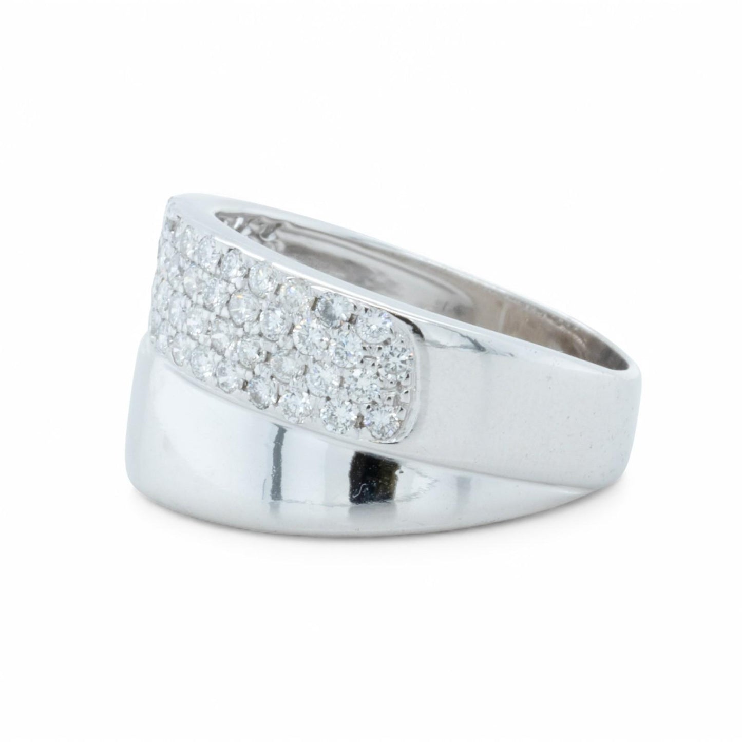 14k White Gold Pave Diamond Double Band 0.75ctw G SI1-SI2 Ring Size 8.5 8.2g