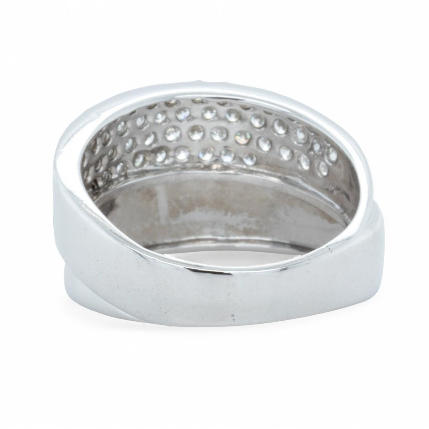 14k White Gold Pave Diamond Double Band 0.75ctw G SI1-SI2 Ring Size 8.5 8.2g