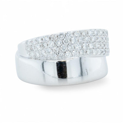 14k White Gold Pave Diamond Double Band 0.75ctw G SI1-SI2 Ring Size 8.5 8.2g