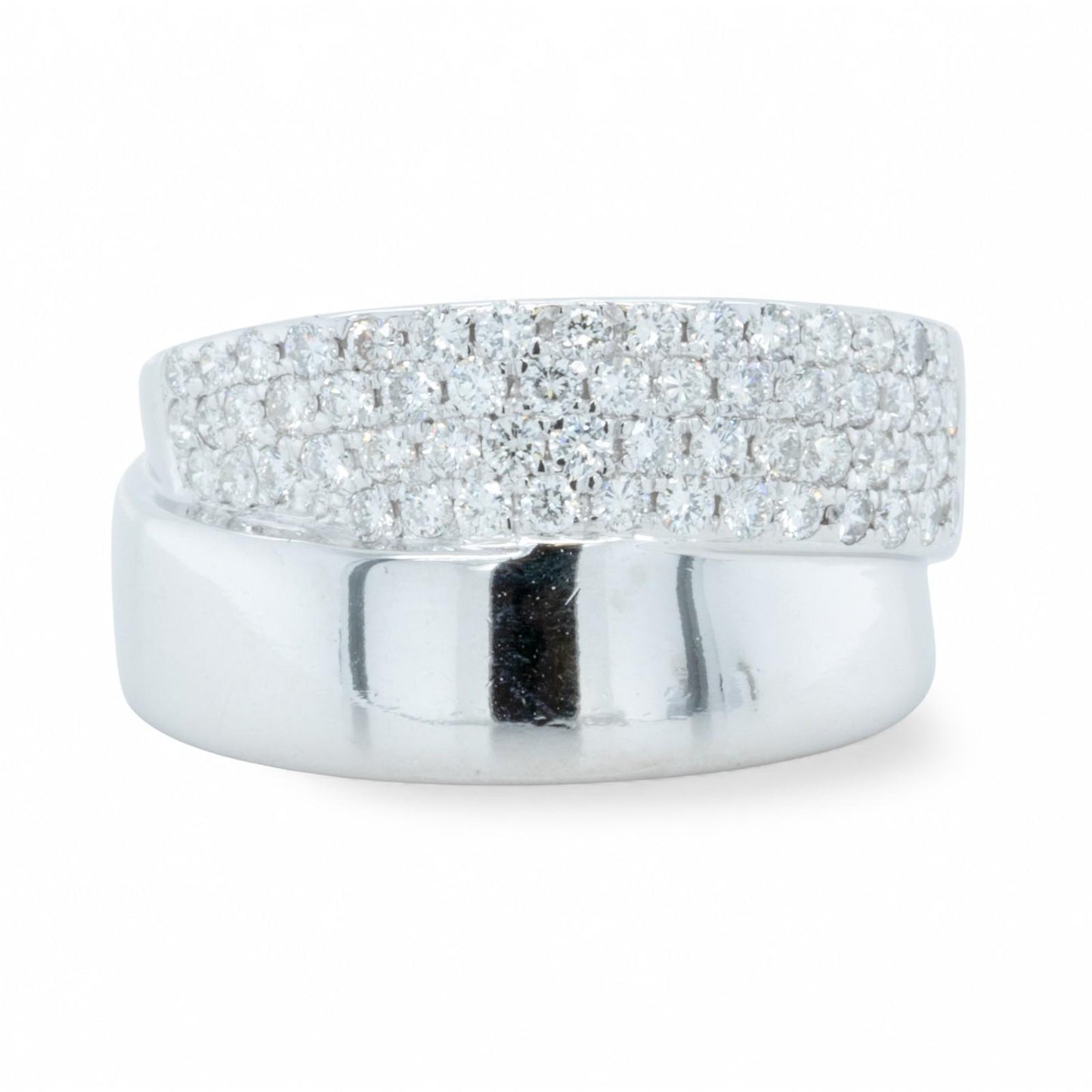 14k White Gold Pave Diamond Double Band 0.75ctw G SI1-SI2 Ring Size 8.5 8.2g