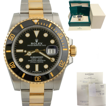 Rolex Submariner 18k Gold & Stainless Steel Black 40mm 116613 LN BOX + RECEIPT