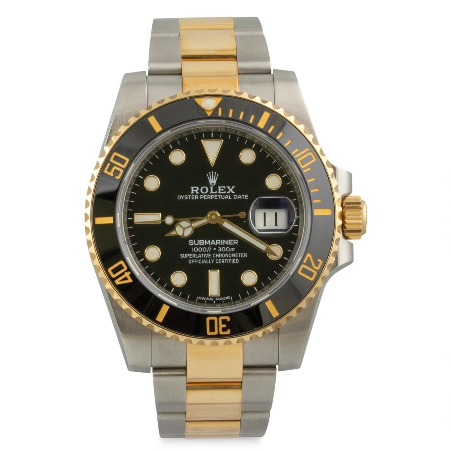 Rolex Submariner 18k Gold & Stainless Steel Black 40mm 116613 LN BOX + RECEIPT
