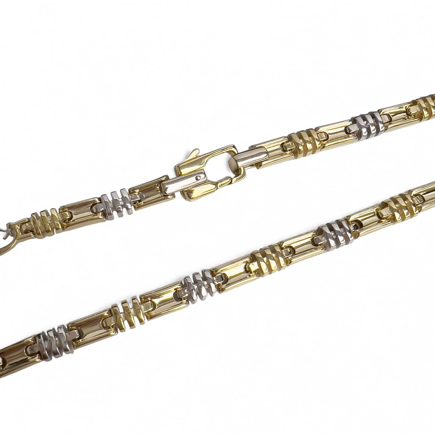 KRIA 18k Yellow & White Gold Fancy Link 6.00mm Chain Necklace 22" 86.3g ITALY