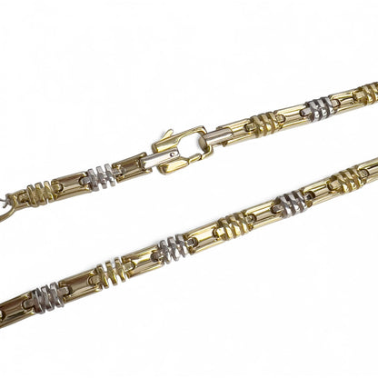 KRIA 18k Yellow & White Gold Fancy Link 6.00mm Chain Necklace 22" 86.3g ITALY