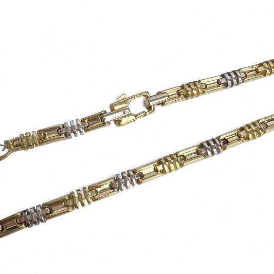 KRIA 18k Yellow & White Gold Fancy Link 6.00mm Chain Necklace 22" 86.3g ITALY