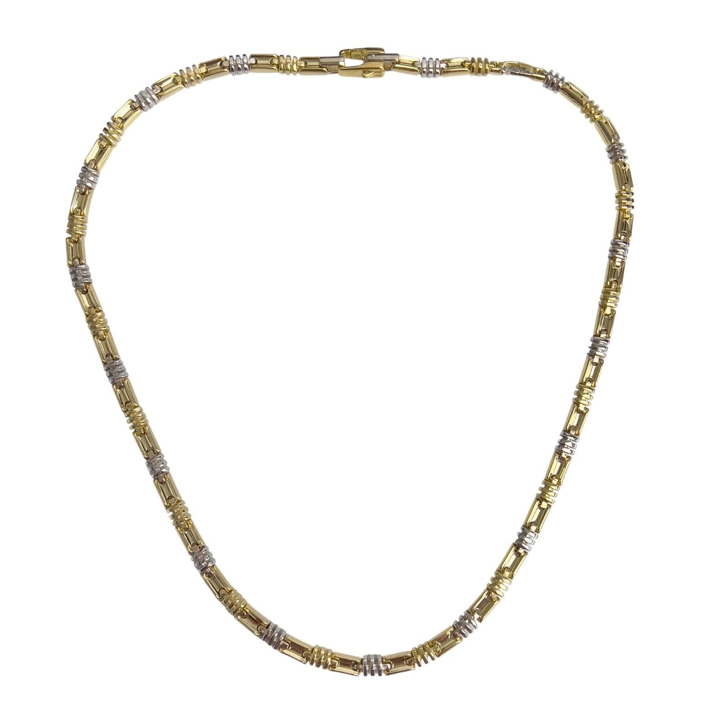 KRIA 18k Yellow & White Gold Fancy Link 6.00mm Chain Necklace 22" 86.3g ITALY