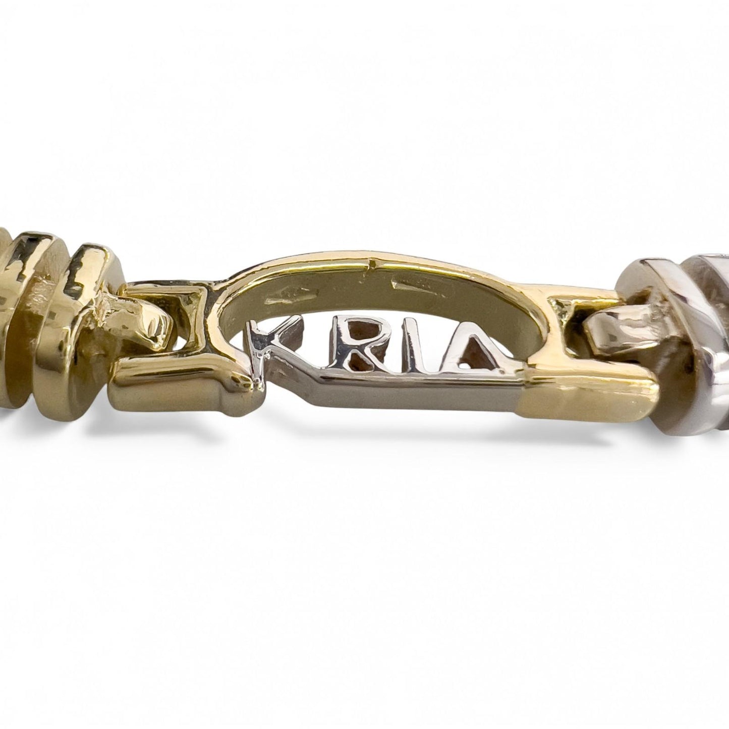 KRIA 18k Yellow & White Gold Fancy Link 6.00mm Chain Necklace 22" 86.3g ITALY