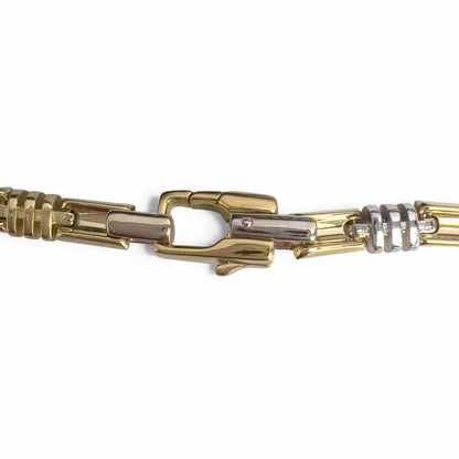 KRIA 18k Yellow & White Gold Fancy Link 6.00mm Chain Necklace 22" 86.3g ITALY