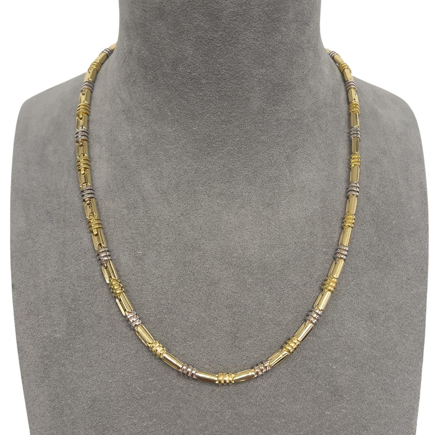 KRIA 18k Yellow & White Gold Fancy Link 6.00mm Chain Necklace 22" 86.3g ITALY