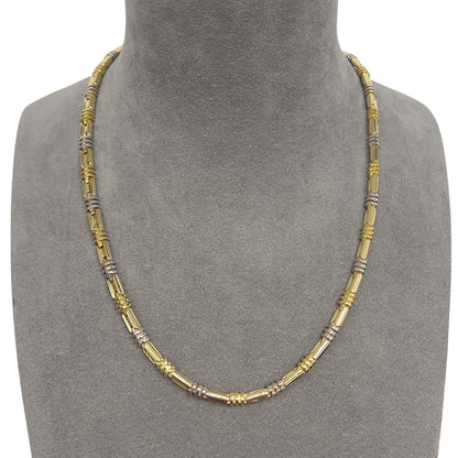 KRIA 18k Yellow & White Gold Fancy Link 6.00mm Chain Necklace 22" 86.3g ITALY