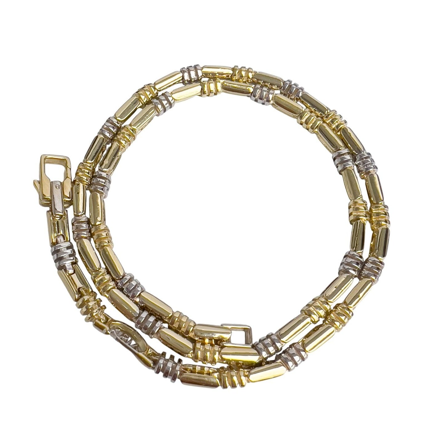 KRIA 18k Yellow & White Gold Fancy Link 6.00mm Chain Necklace 22" 86.3g ITALY