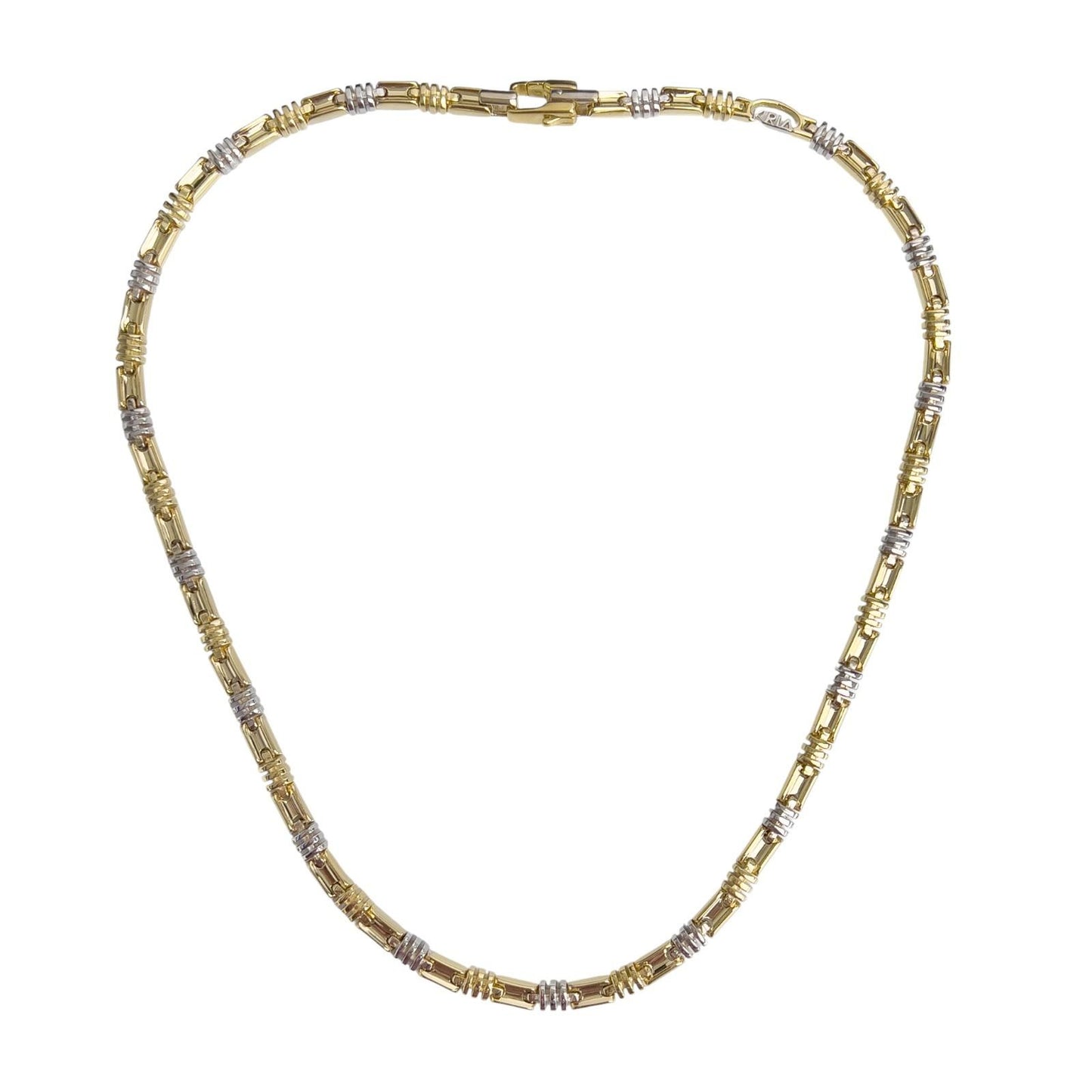 KRIA 18k Yellow & White Gold Fancy Link 6.00mm Chain Necklace 22" 86.3g ITALY