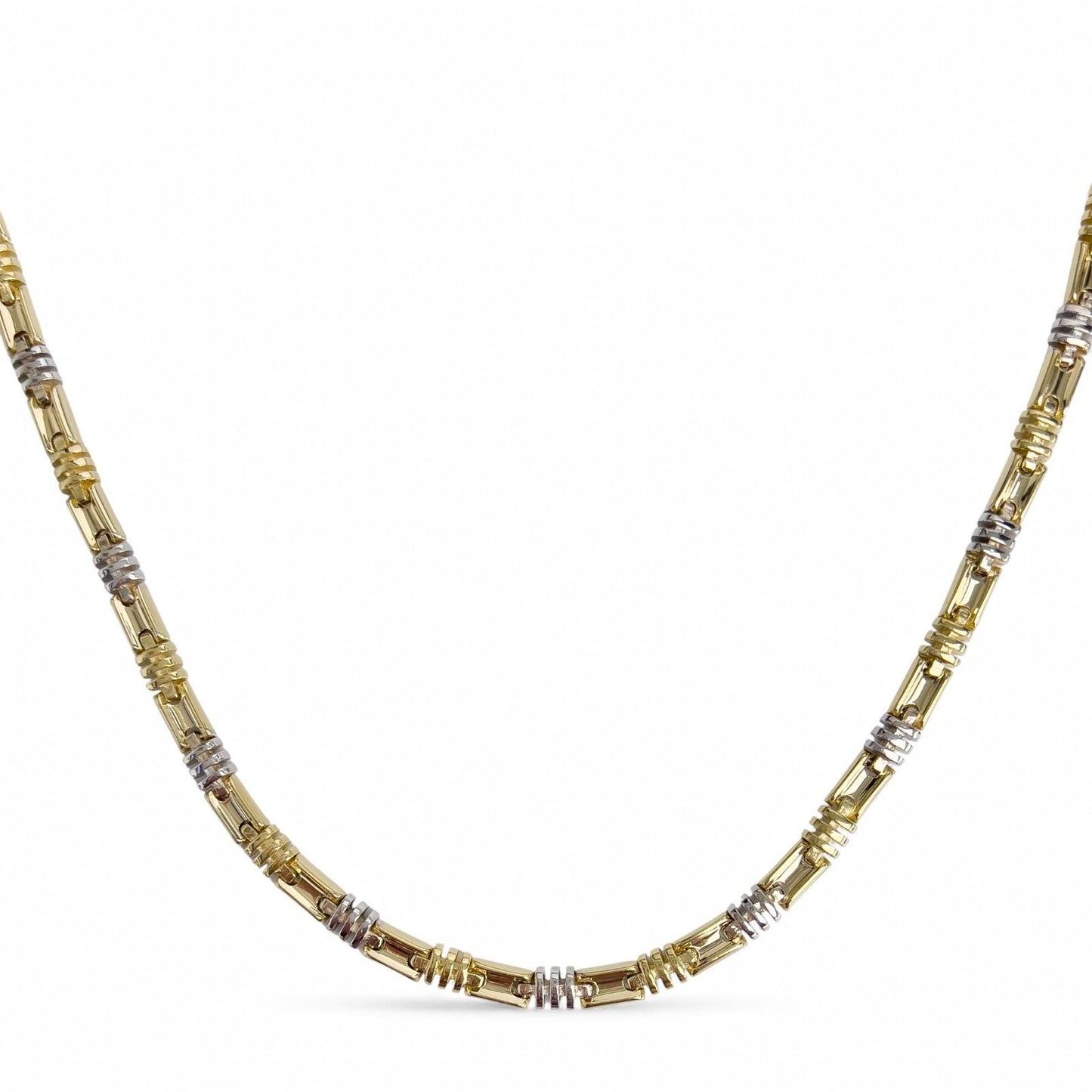 KRIA 18k Yellow & White Gold Fancy Link 6.00mm Chain Necklace 22" 86.3g ITALY