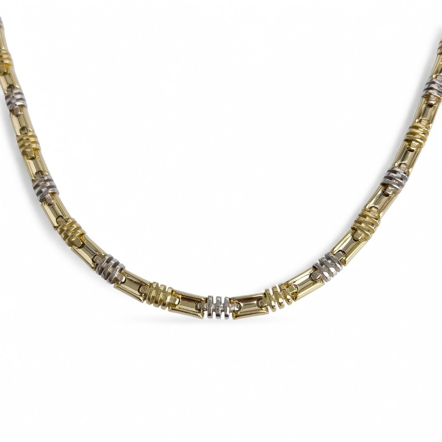 KRIA 18k Yellow & White Gold Fancy Link 6.00mm Chain Necklace 22" 86.3g ITALY