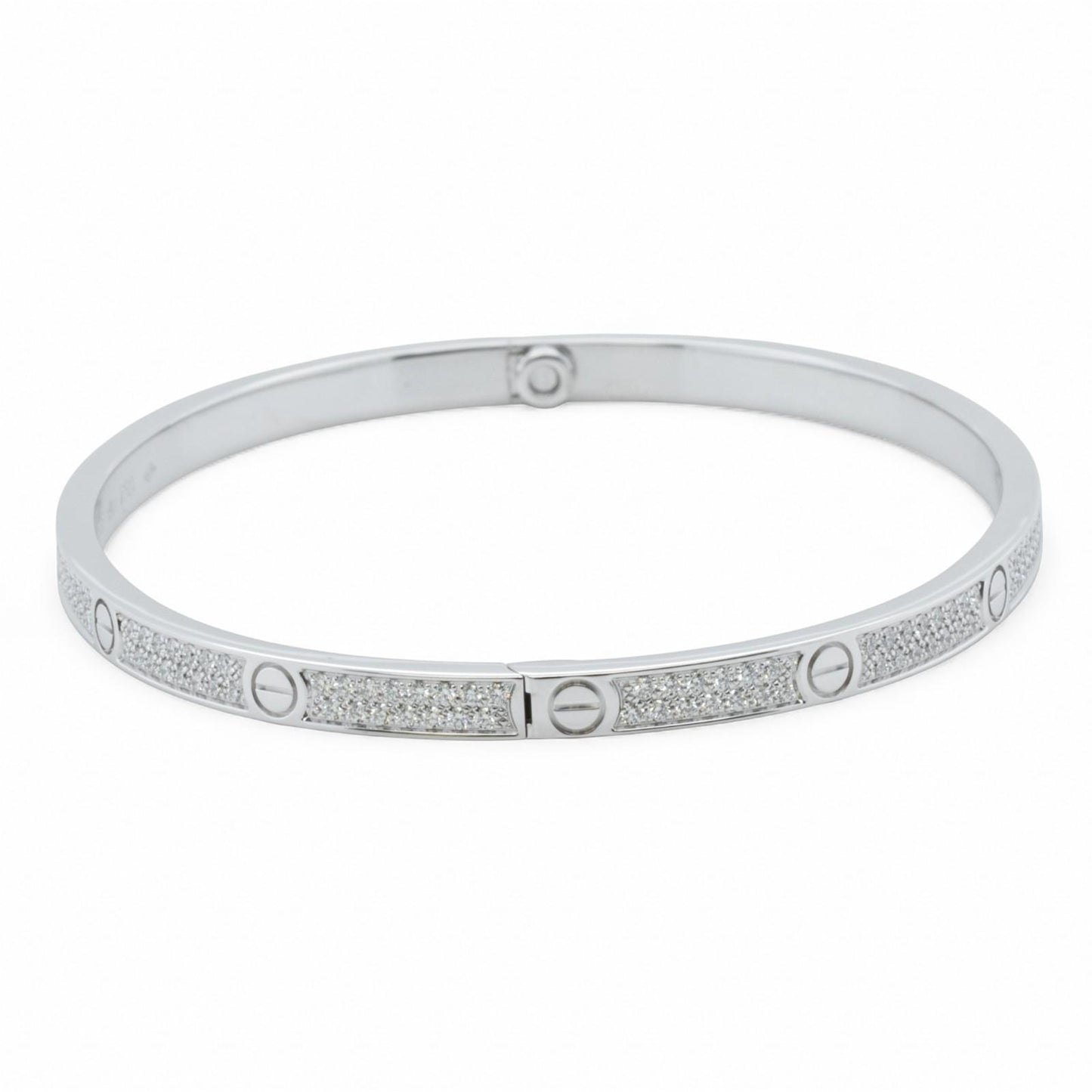 Cartier Love Small Pave Diamond 18k White Gold Bracelet Size 17 w/ BOX