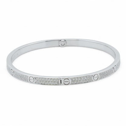 Cartier Love Small Pave Diamond 18k White Gold Bracelet Size 17 w/ BOX