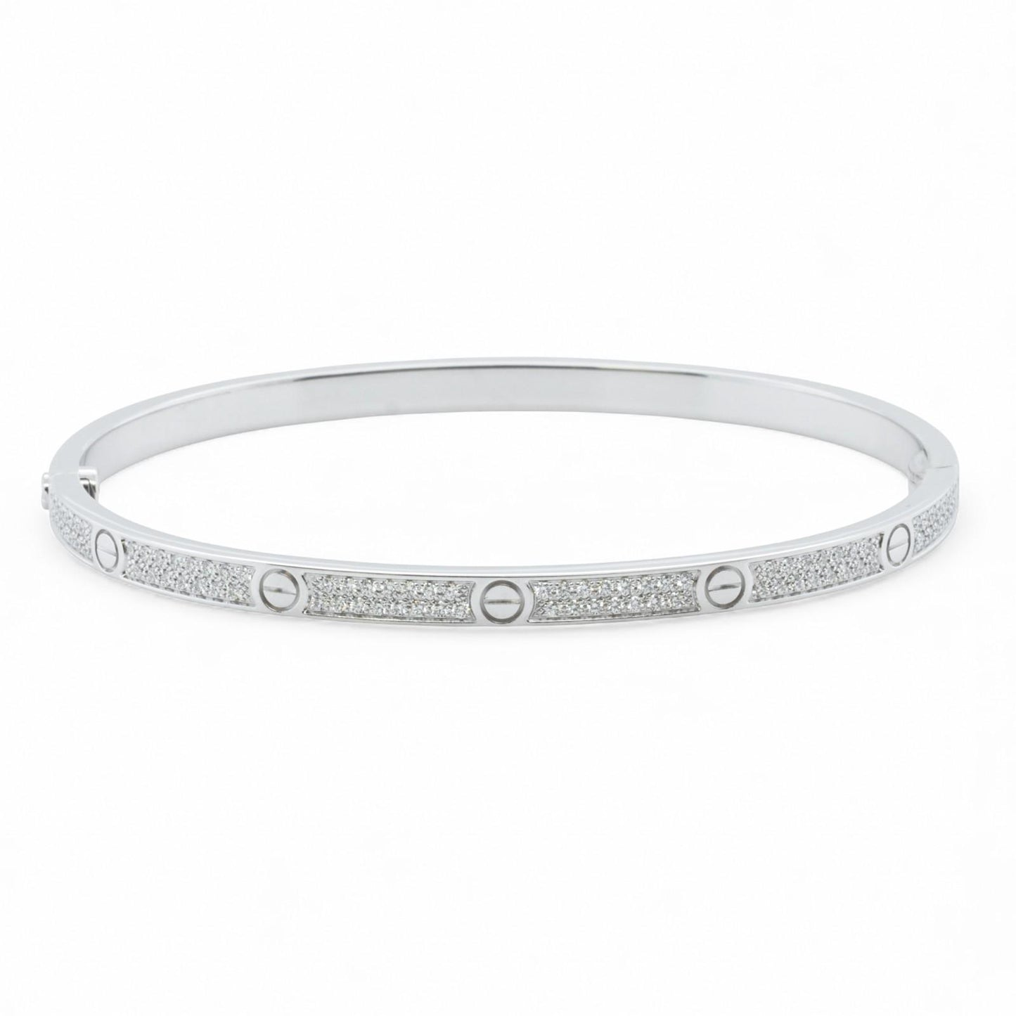 Cartier Love Small Pave Diamond 18k White Gold Bracelet Size 17 w/ BOX