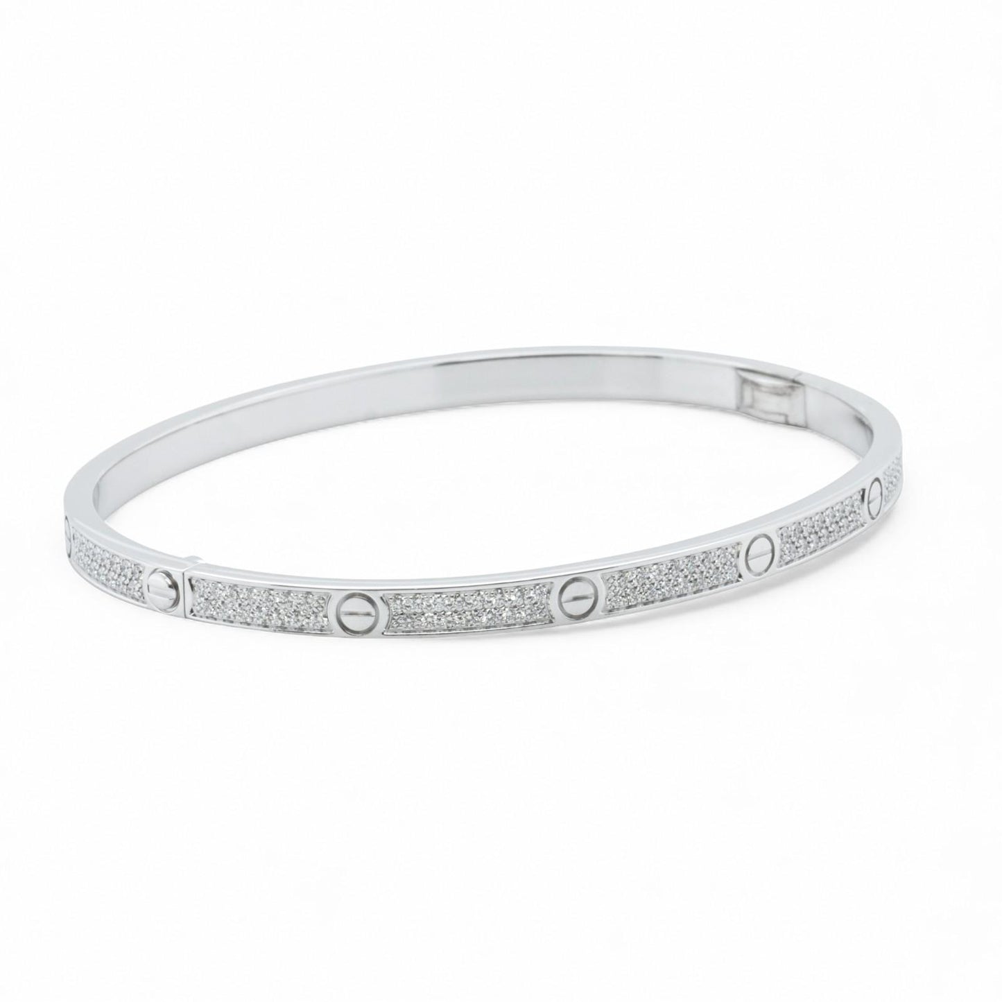 Cartier Love Small Pave Diamond 18k White Gold Bracelet Size 17 w/ BOX