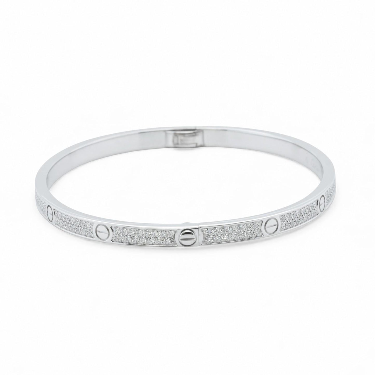 Cartier Love Small Pave Diamond 18k White Gold Bracelet Size 17 w/ BOX
