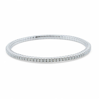 Bucherer Stretchy Diamond 18k White Gold Riviere Bracelet 1.76ctw G SI BOX CERT