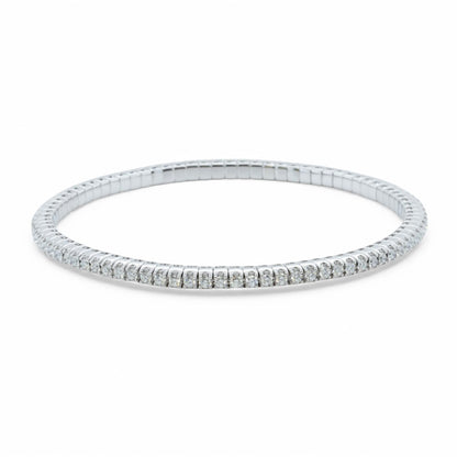 Bucherer Stretchy Diamond 18k White Gold Riviere Bracelet 1.76ctw G SI BOX CERT