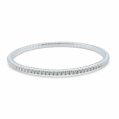 Bucherer Stretchy Diamond 18k White Gold Riviere Bracelet 1.76ctw G SI BOX CERT