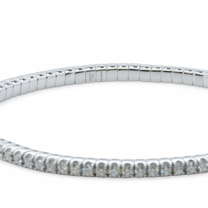 Bucherer Stretchy Diamond 18k White Gold Riviere Bracelet 1.76ctw G SI BOX CERT