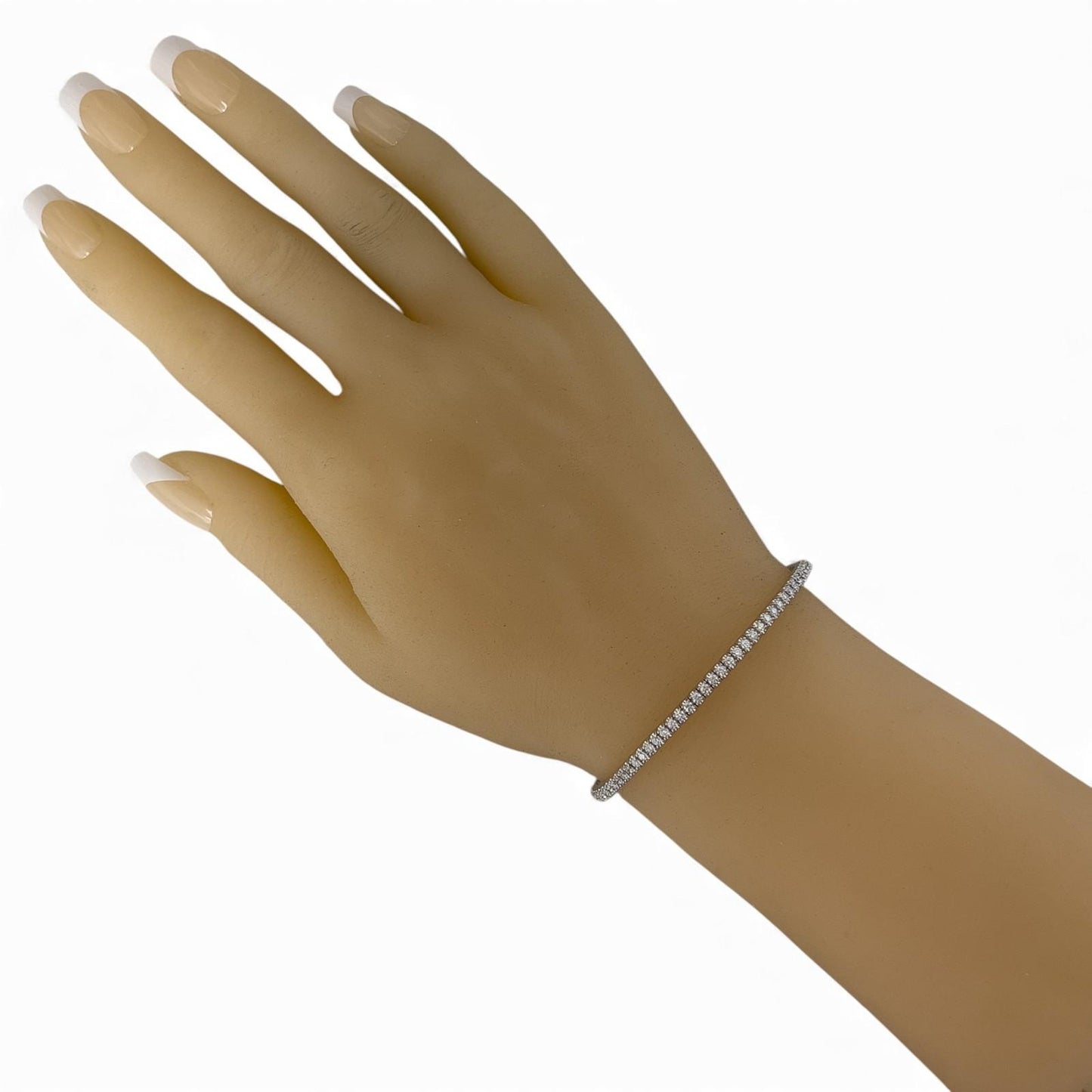 Bucherer Stretchy Diamond 18k White Gold Riviere Bracelet 1.76ctw G SI BOX CERT