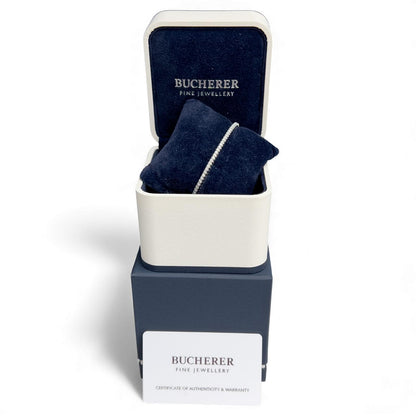 Bucherer Stretchy Diamond 18k White Gold Riviere Bracelet 1.76ctw G SI BOX CERT