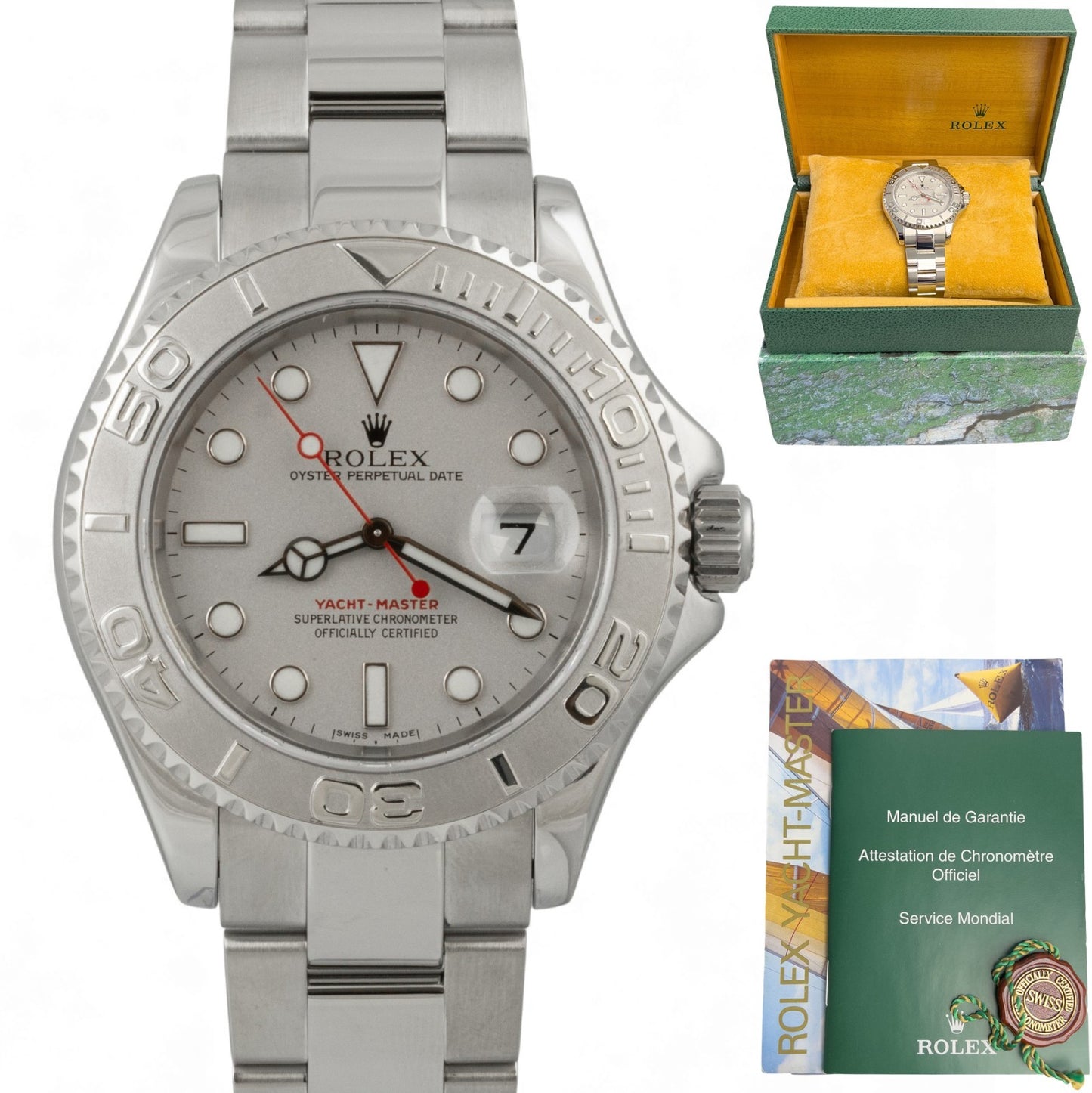 Rolex Yacht-Master YM1 Silver Dial Platinum Stainless Steel 40mm 16622 BOX + TAG