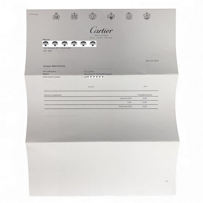 NEW STYLE Cartier Love 18k Yellow Gold Classic Bracelet Size 16 BAG RCT BOX CERT