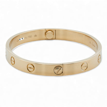 NEW STYLE Cartier Love 18k Yellow Gold Classic Bracelet Size 16 BAG RCT BOX CERT