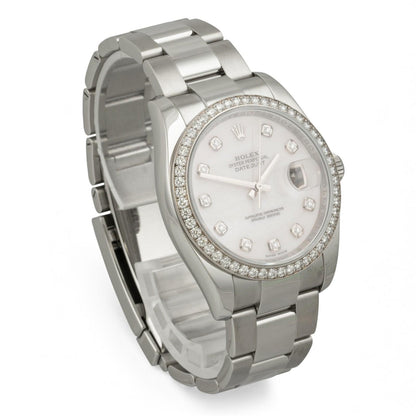 Rolex Datejust 36mm Pink MOP Diamond Dial & Bezel Steel 116244 BOX + PAPERS
