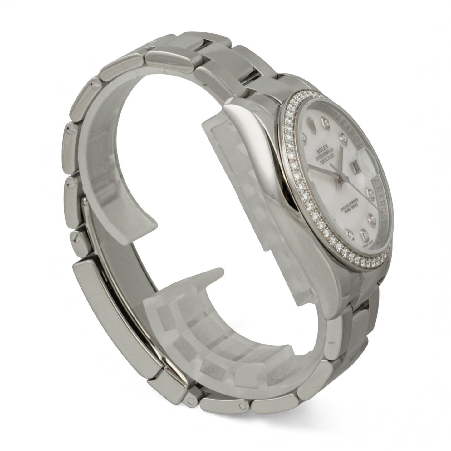 Rolex Datejust 36mm Pink MOP Diamond Dial & Bezel Steel 116244 BOX + PAPERS