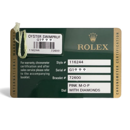 Rolex Datejust 36mm Pink MOP Diamond Dial & Bezel Steel 116244 BOX + PAPERS