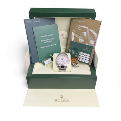 Rolex Datejust 36mm Pink MOP Diamond Dial & Bezel Steel 116244 BOX + PAPERS