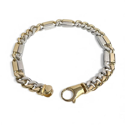 14k White & Yellow Gold Two Tone 8.00mm Cuban Link Bracelet 54g 9.00"