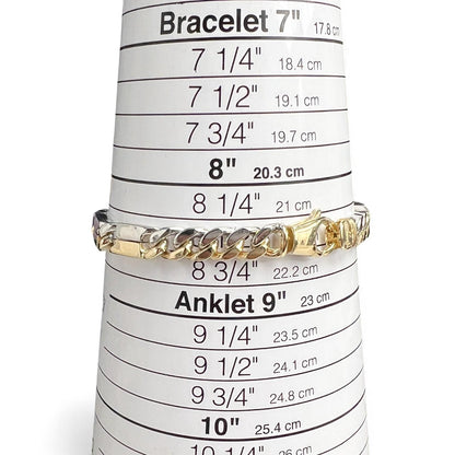 14k White & Yellow Gold Two Tone 8.00mm Cuban Link Bracelet 54g 9.00"