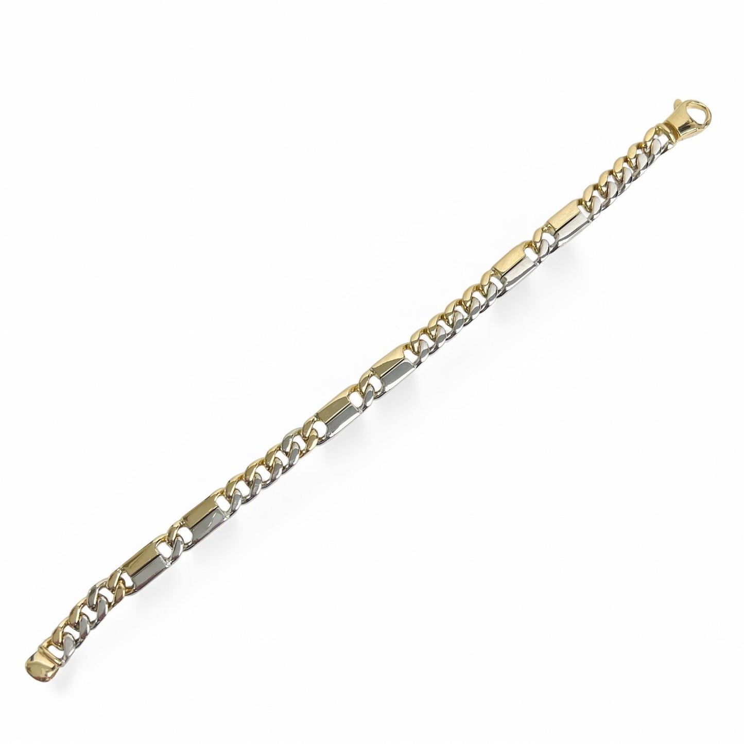 14k White & Yellow Gold Two Tone 8.00mm Cuban Link Bracelet 54g 9.00"