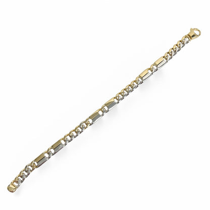 14k White & Yellow Gold Two Tone 8.00mm Cuban Link Bracelet 54g 9.00"