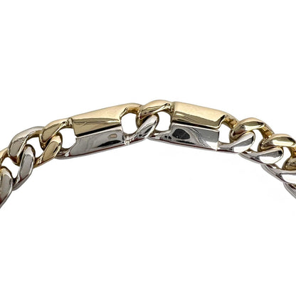 14k White & Yellow Gold Two Tone 8.00mm Cuban Link Bracelet 54g 9.00"