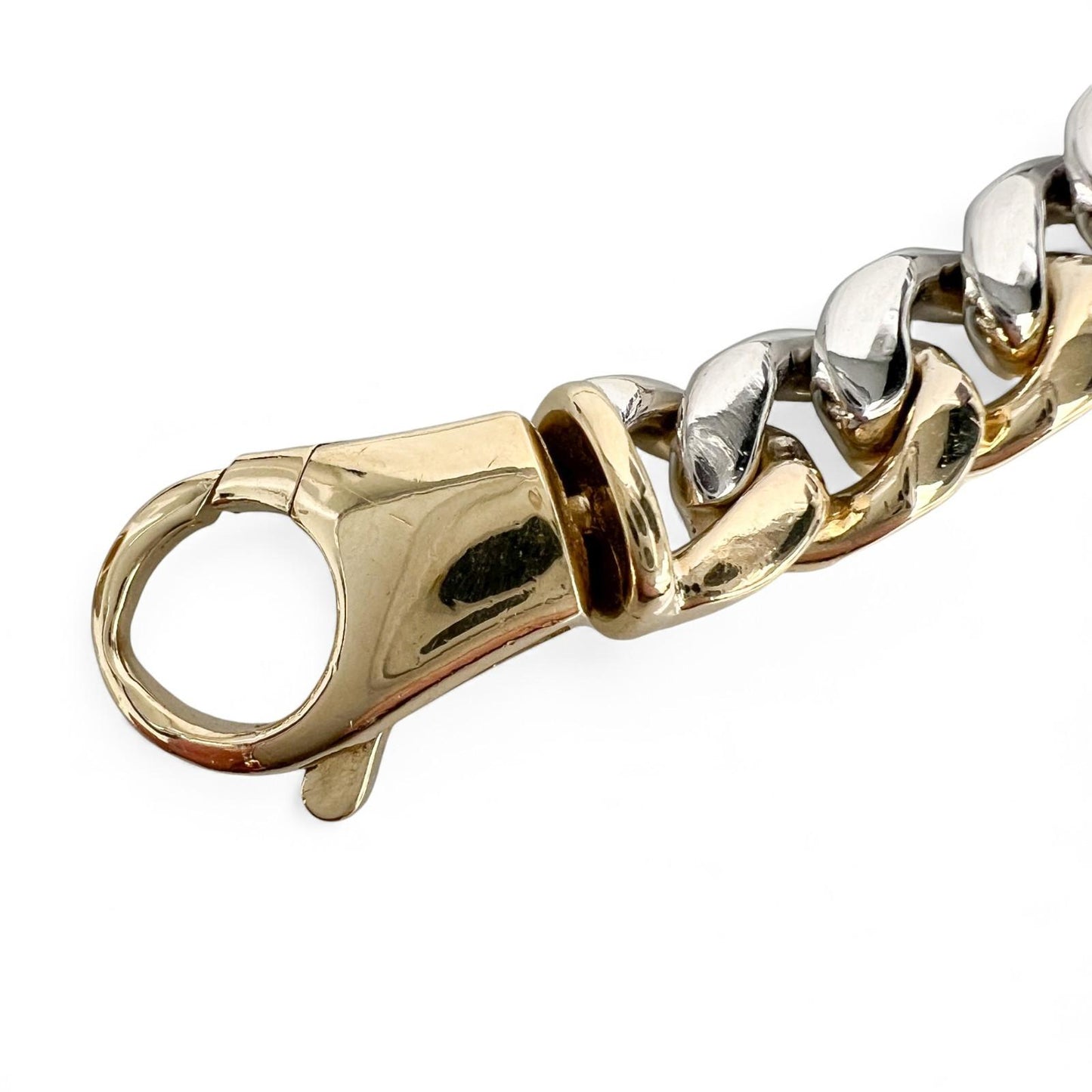 14k White & Yellow Gold Two Tone 8.00mm Cuban Link Bracelet 54g 9.00"