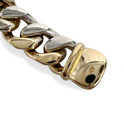 14k White & Yellow Gold Two Tone 8.00mm Cuban Link Bracelet 54g 9.00"