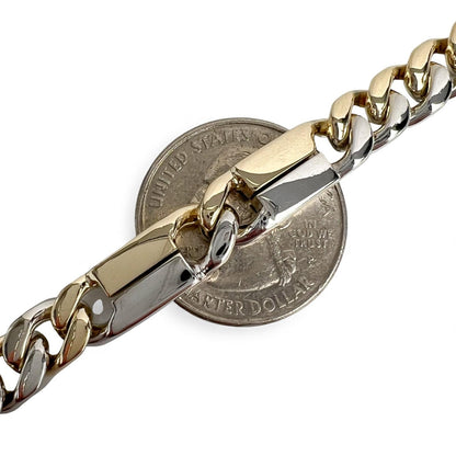 14k White & Yellow Gold Two Tone 8.00mm Cuban Link Bracelet 54g 9.00"