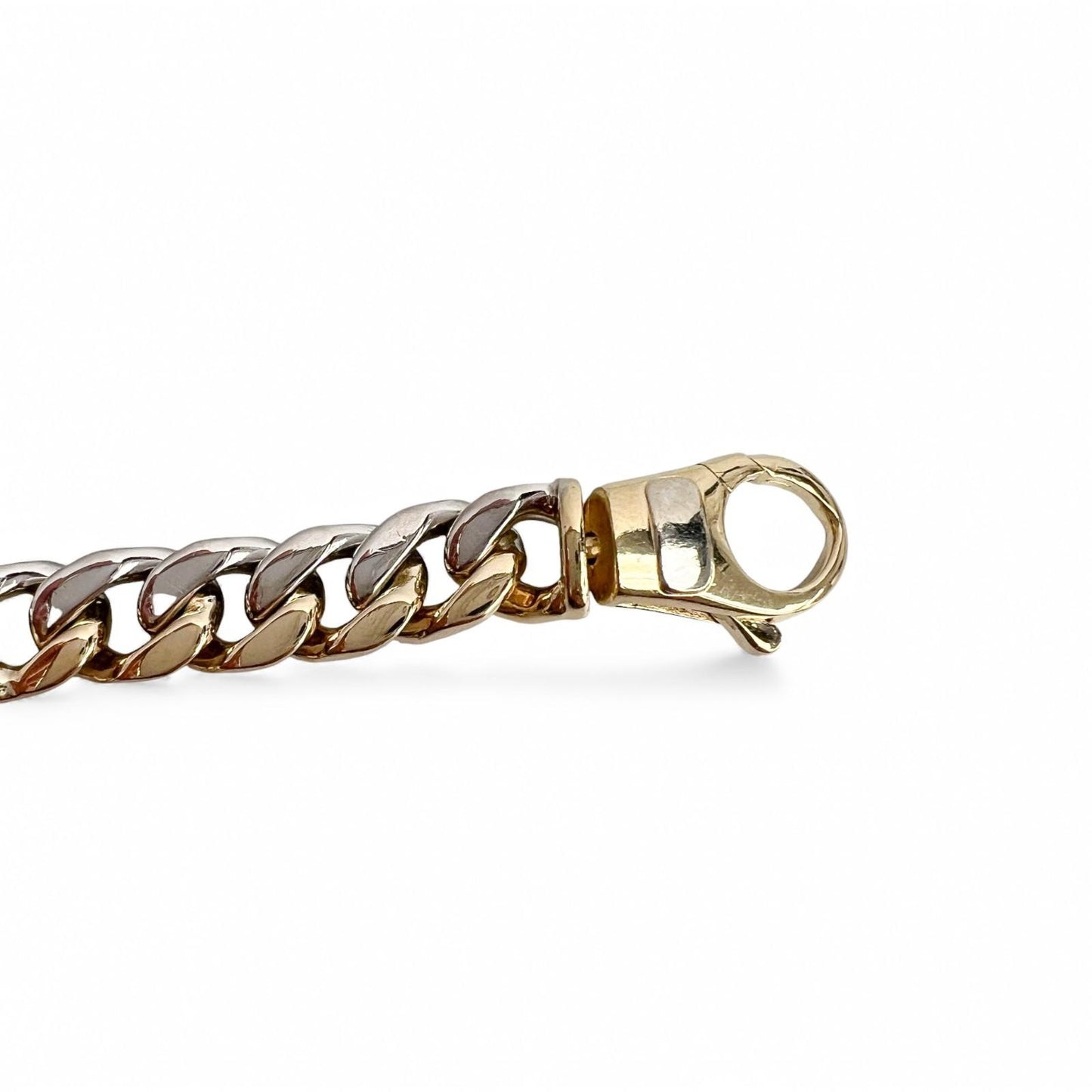 14k White & Yellow Gold Two Tone 8.00mm Cuban Link Bracelet 54g 9.00"